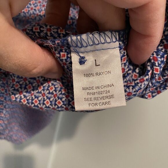 Graham & Greene Top L Red Blue Geometric Sleeveless Blouse Tank - Picture 4 of 11